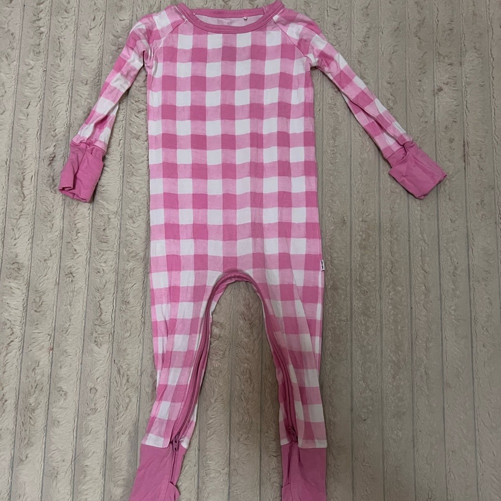 Little Sleepies 6-12 months Pink Checkered One Piece pajamas